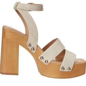 *NWOT Sam Edelman Rosalind Ivroy Embossed Platform Block Heel Sandal - Sz 9